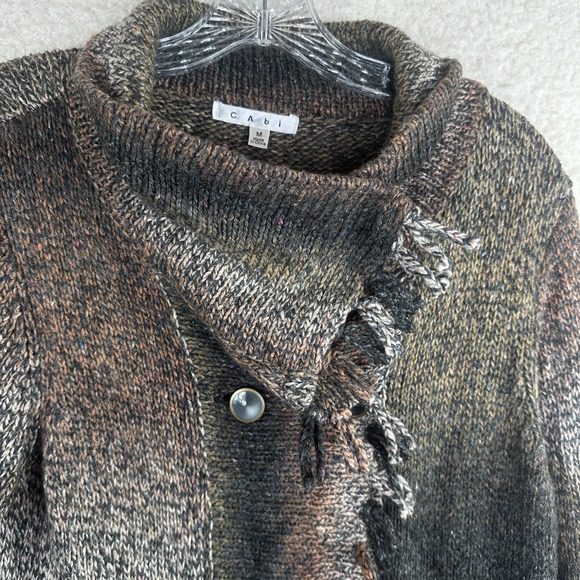 Cabi‎ Sweater Womens Medium Ombre Button Front Fringe Pockets 903 Cardigan - Picture 7 of 12